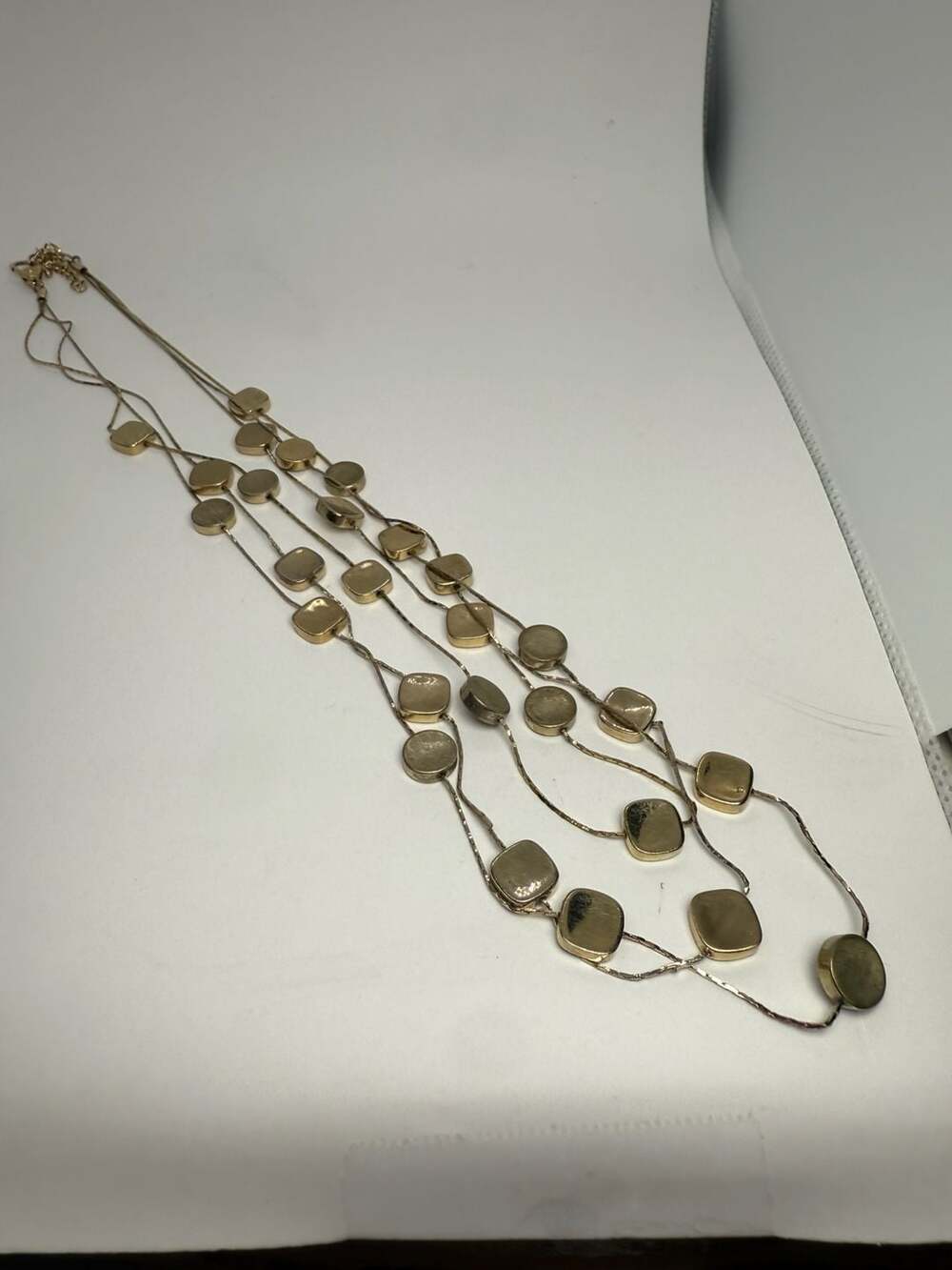 Monet Gold Tone Multi Strand Geometric Disc Necklace
